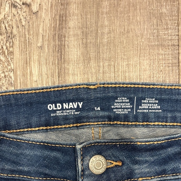 Old Navy Dark Blue Distressed Skinny Jeans - Picture 2 of 3